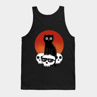 Cat and skulls Tank Top